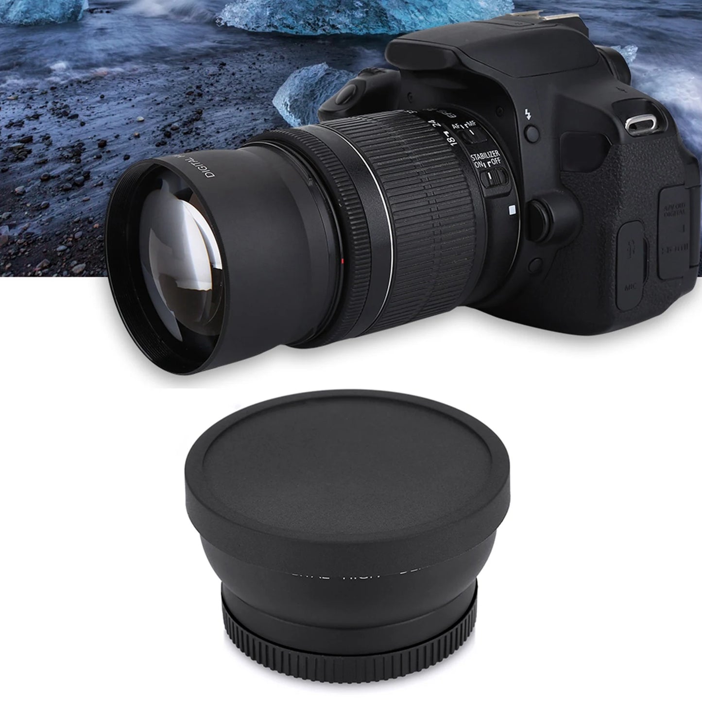 52mm 0.45X Wide Angle Universal Conversion Macro Lens for DSLRS and Digital Cameras Camera Lens Conversion Lens Wide Angle Lens