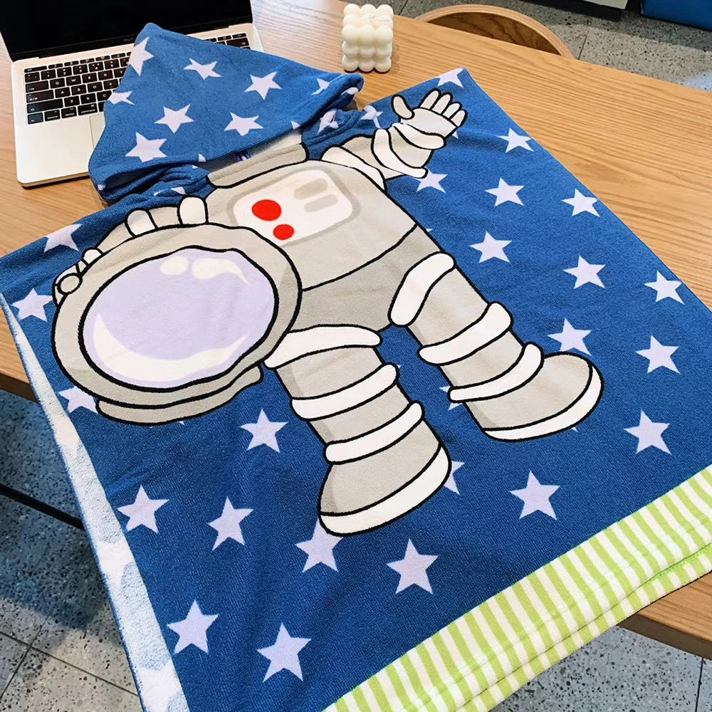 Children Bathing Stuff Kids Hooded Cape Towel Boy Shark Bathrobe Baby Dinosaur Bath Towel Girls Unicorn Beach Towel Wrap Blanket