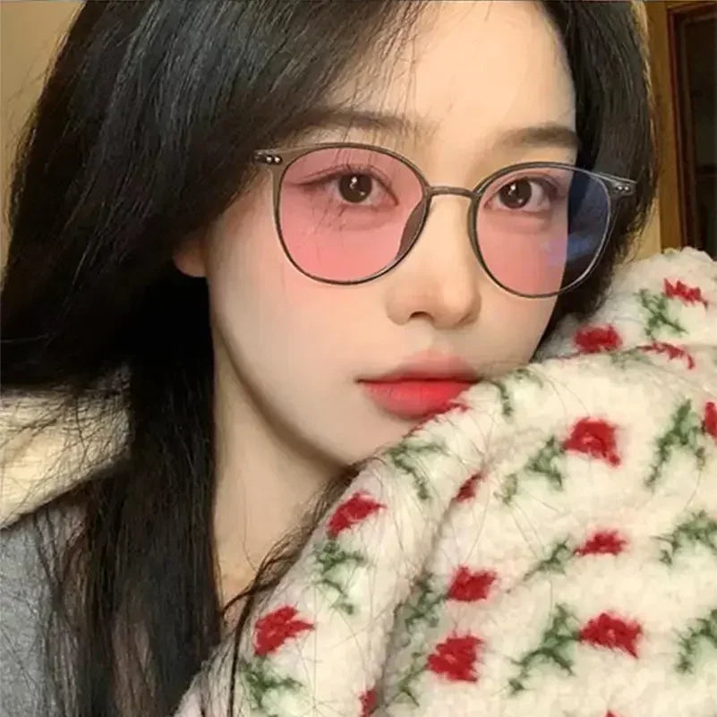 Intelligent Blue Light Blocking Myopia Glasses Round Frame Ultra Light Color Changing Sunglasses Outdoor Travel Driving Eyewear