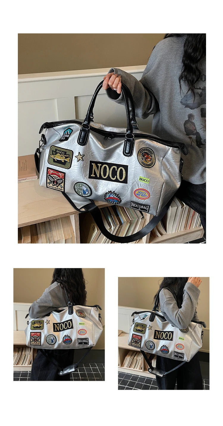 Fitness Travel Bag Suitable for Both Men and Women, Can Be Carried by Hand, Worn over the Shoulder or Cross-Body， Pu Leather Bag