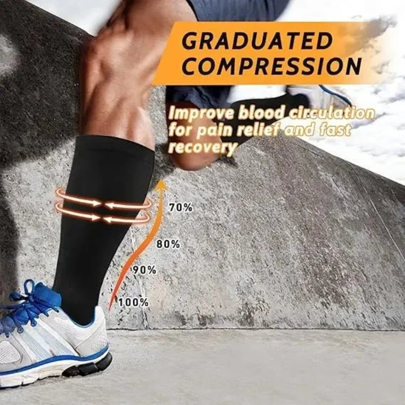 Plus Size Compression Socks for Women Men 20-30 MmHg Wide Calf Extra Large Knee High Flight Sock for Circulation Support 2XL-4XL