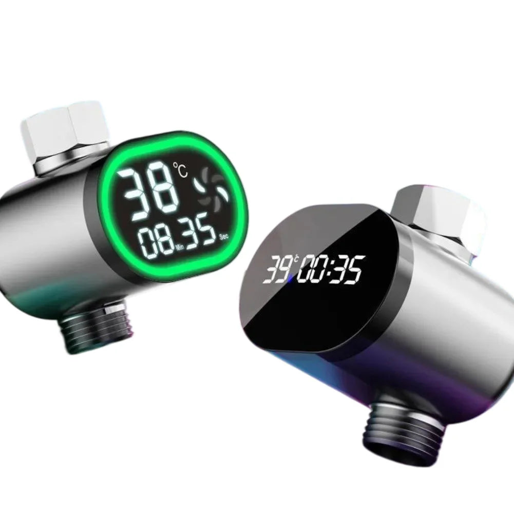 Shower Water Thermometer with LED Digital Display for Baby Bathing Water-Powered Temperature Monitor for Tub and Faucet Use