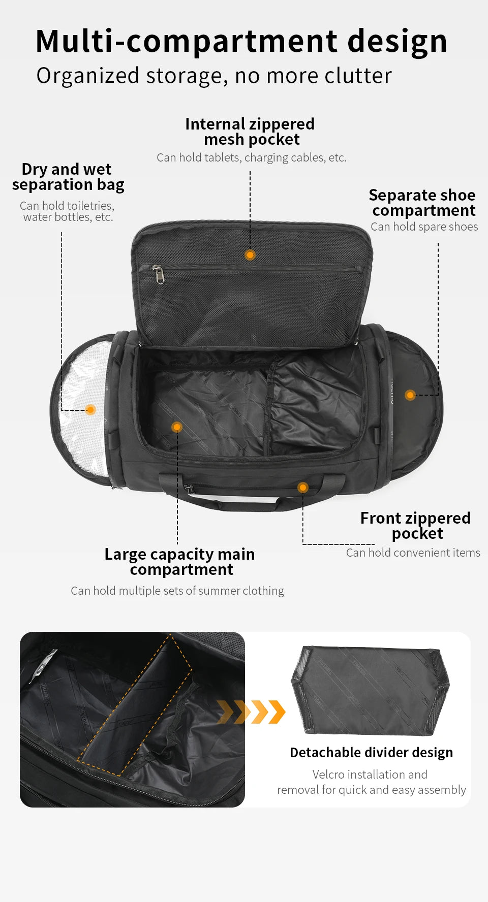 Tigernu Travel Bags For Men Gym Bag Waterproof Fitness Bag Men Outdoor Portable Bag Ultralight Yoga Sports Bag Handbag Crossbody