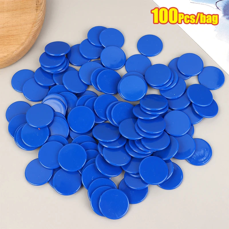 100Pcs 25MM Learning Education Math Toy Plastic Poker Chips Bingo Chip Markers Token Family Club Party Counting Toy