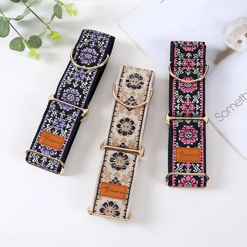Chinese Ethnic Style Martingale Dog Collar Hens / Greyhound Collar/ Lggy Collar/ Lurcher Collar/ Whippet Collar/ Galgo Collar