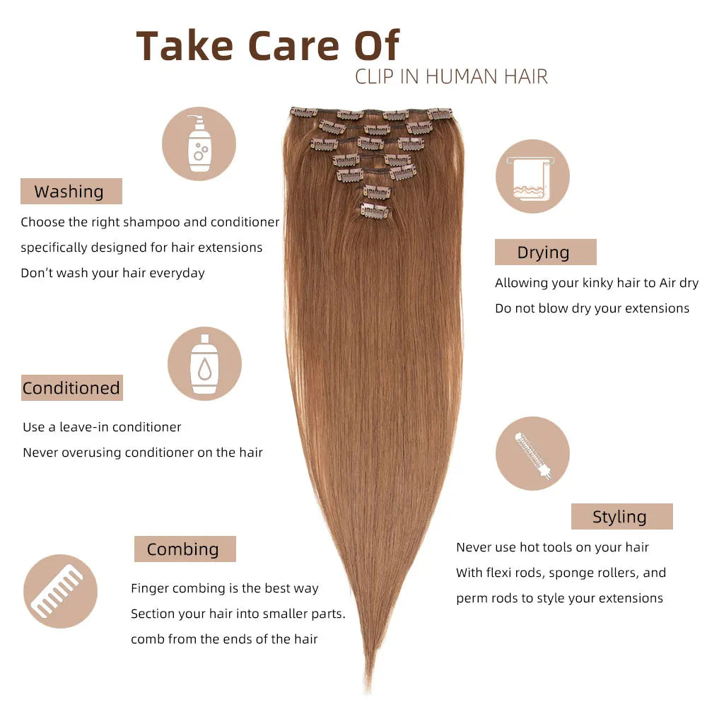 Isheeny 12"-24" Clip In Human Hair Extensions Brazilian Remy Natural Clip Human Hair Extension Real Natural Clip On 50G-120G NEW