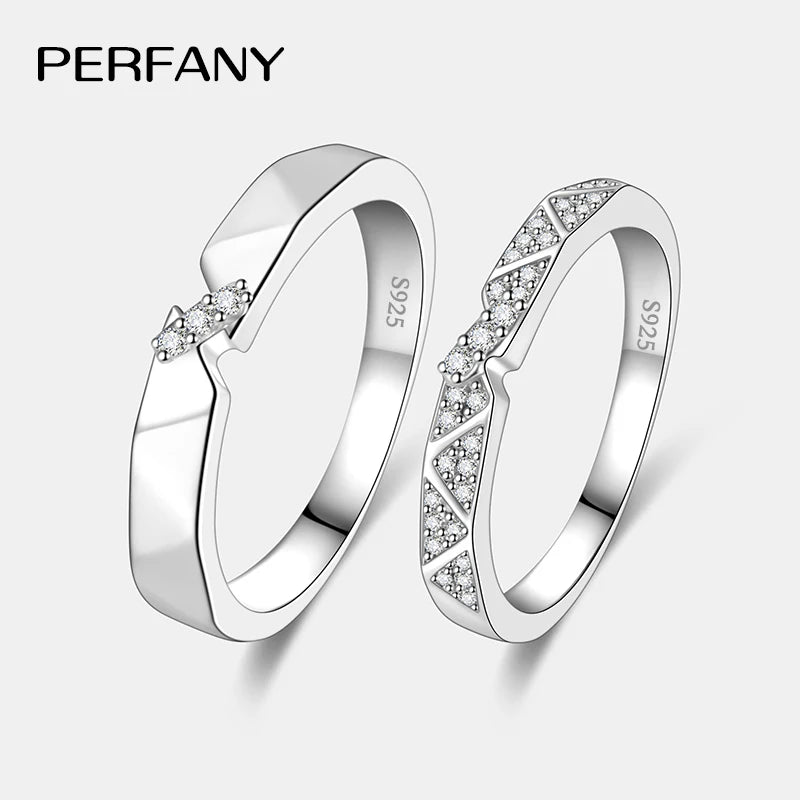 PERFANY All Moissanite Ring for Women Men S925 Pure Silver Couple Ring Simple Wedding Fashion Jewelry Birthday Gift