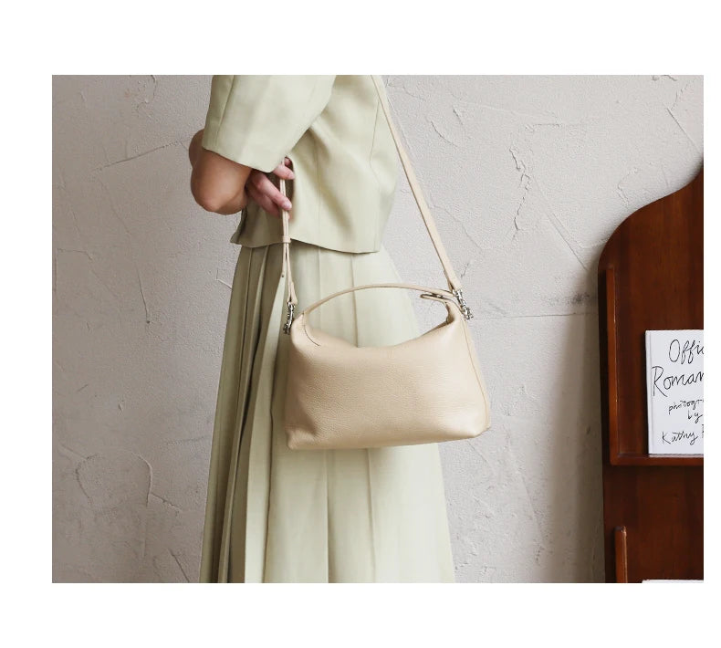 2024 New Women's Bag Female Luxury Soft Genuine Leather Handbag Lady Fashion Daily Casual Shoulder Bag Girls Crossbody Messenger