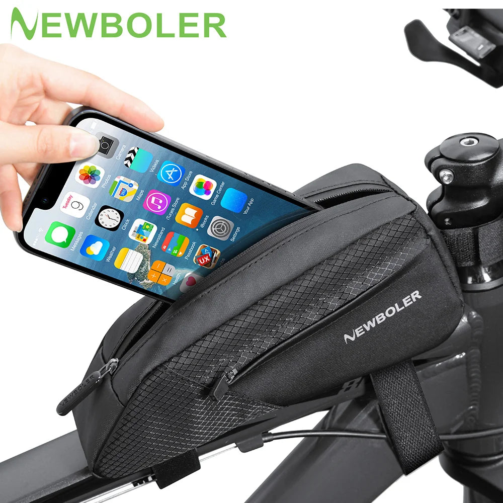 NEWBOLER Bike Bag 1.2L Portable Frame Front Tube Cycling Bag MTB Road Bicycle Pannier Bag Large Capacity Ultralight Cycling Bag