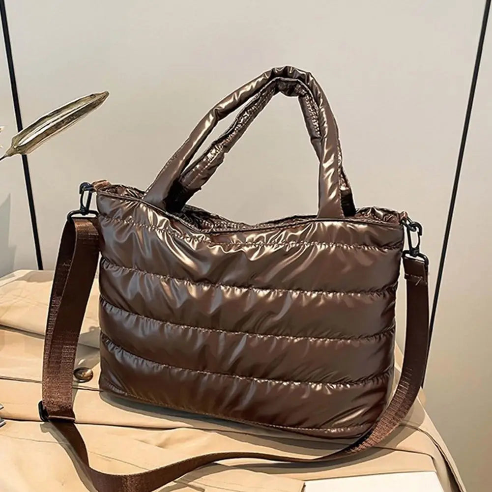 Large Tote Padded Handbags Designer Quilted Women Shoulder Bags Luxury Nylon Down Cotton Crossbody Bag Winter Tote Big