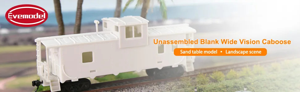 Evemodel 1pc HO Scale 1:87 Blank Unassembled 36' Wide Vision Caboose Model Wagon C8763JJ