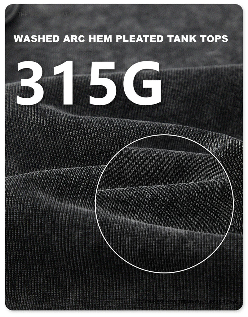 ZODF Women 2025 Hotsweet Girls Washed Cotton Tank Tops Female 315gsm Slim Pleated Arc Hem Camisole TEE Brand Tops HY0574