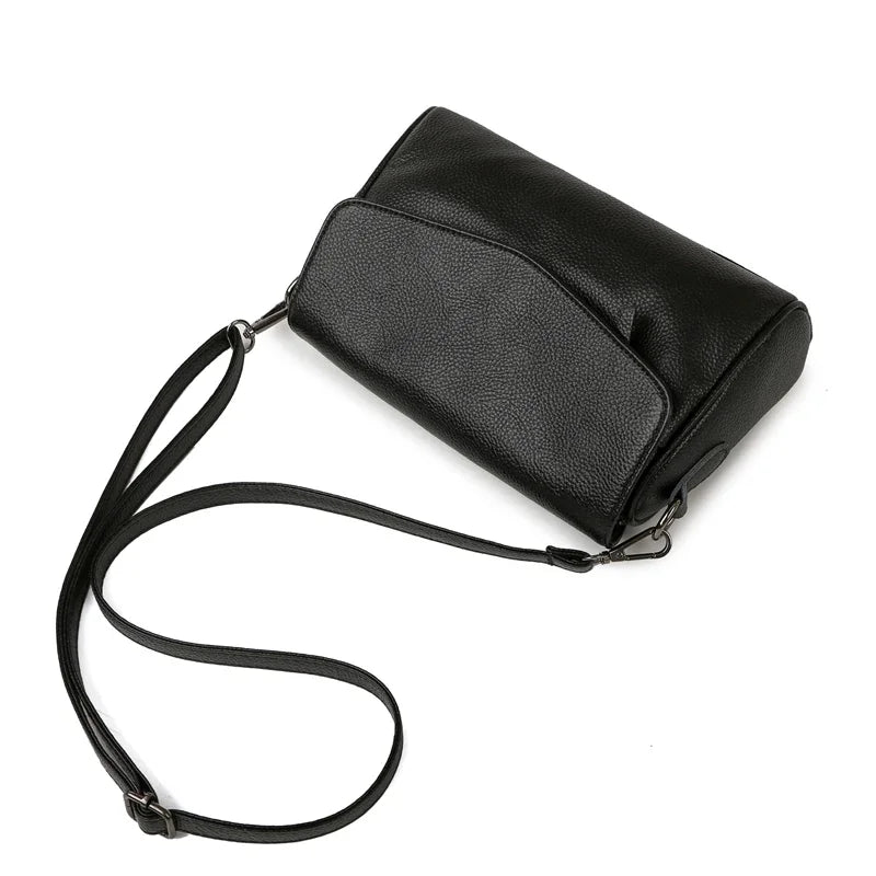 Luxury Solid Color Genuine Leather Ladies Messenger Bag 100% Soft Cowhide Shoulder Crossbody Bags For Women 2026 Female Handbags