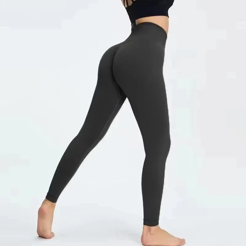 Leggings with Logo Scrunch Seamless Yoga Women Legging Gym Sports Pants Low Ribbed Band High Stretch Fitness Tights Pant