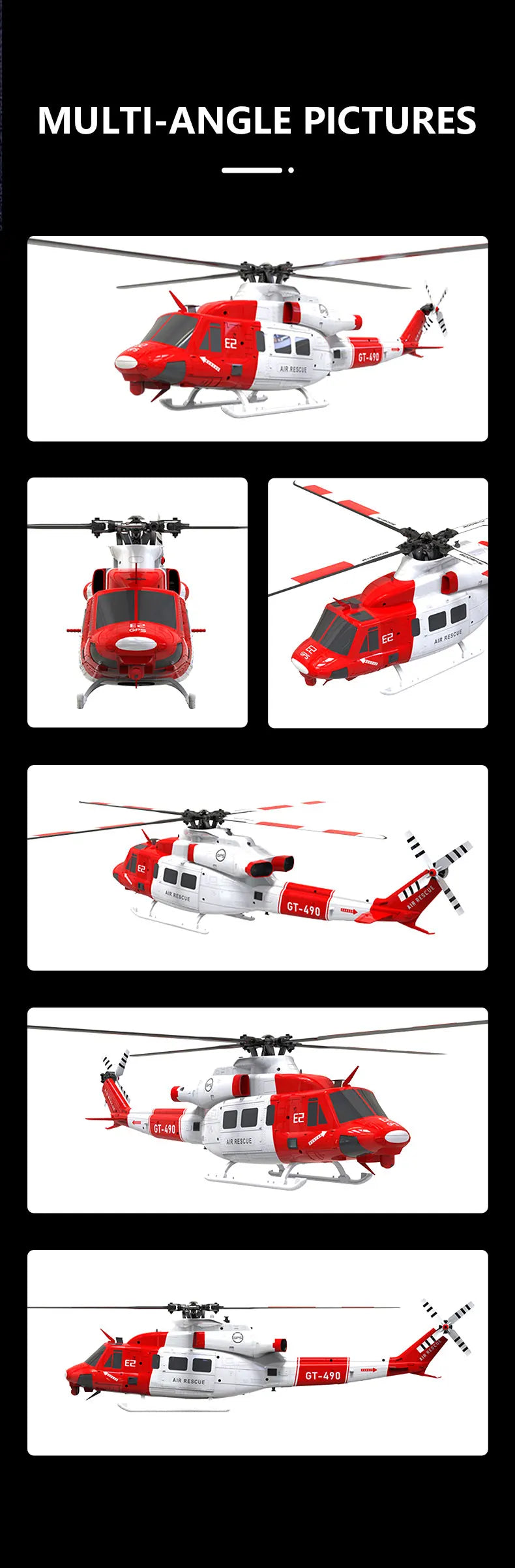 2025 New 1:35 Goosky E2 Remote-Controlled Helicopter Gps Intelligent Drone Resembling Real Uh-1y Helicopter