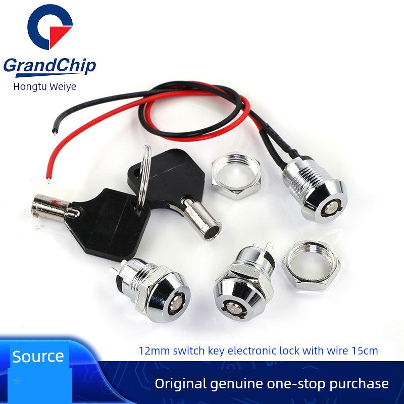 12mm Switch Key with Wire Power Lock Elevator Base Station Lock off/on Telephone Lock Switch Single Dial/Double Dial