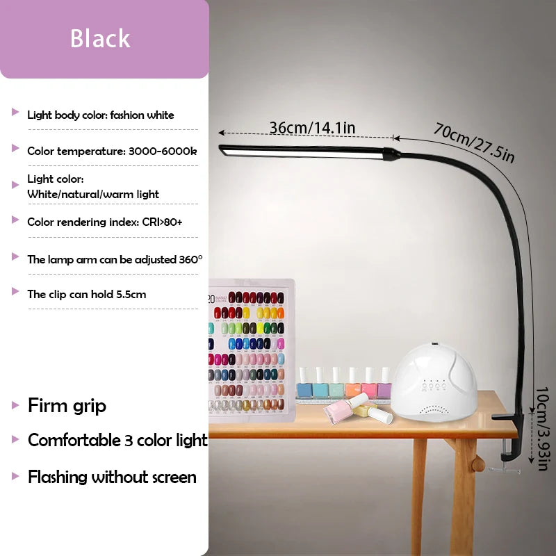 LED Single-Head Eye-Caring Desk Lamp 10 Brightness Levels 3 Lighting Mode Flexible Gooseneck Clamp Study Lamp USB PC Monito Lamp