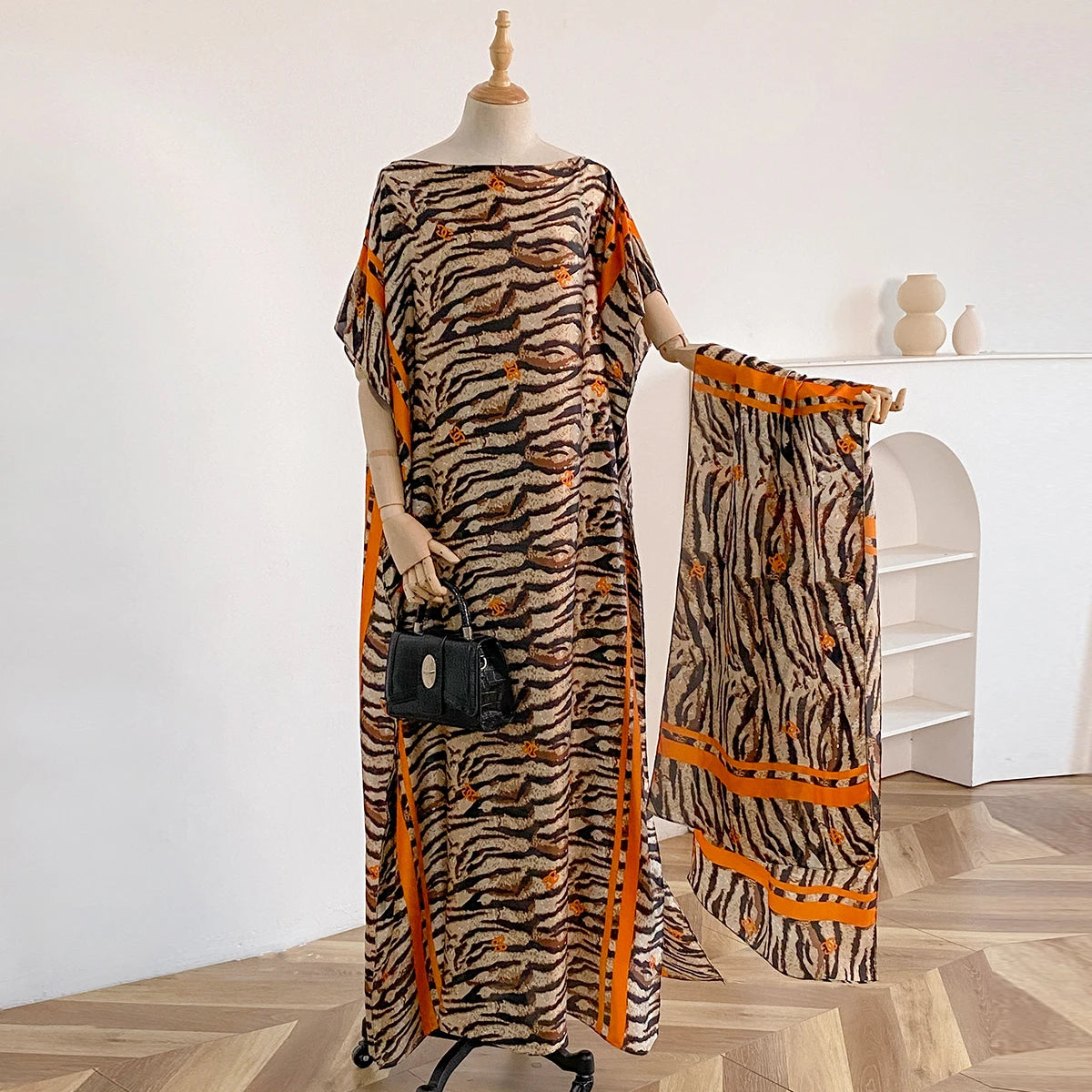 Summer Beach New Fashion African Dresses For Women Elegant Printed Muslim Lady Long Hijab Kaftan Dress Oversize Kuwait Abaya