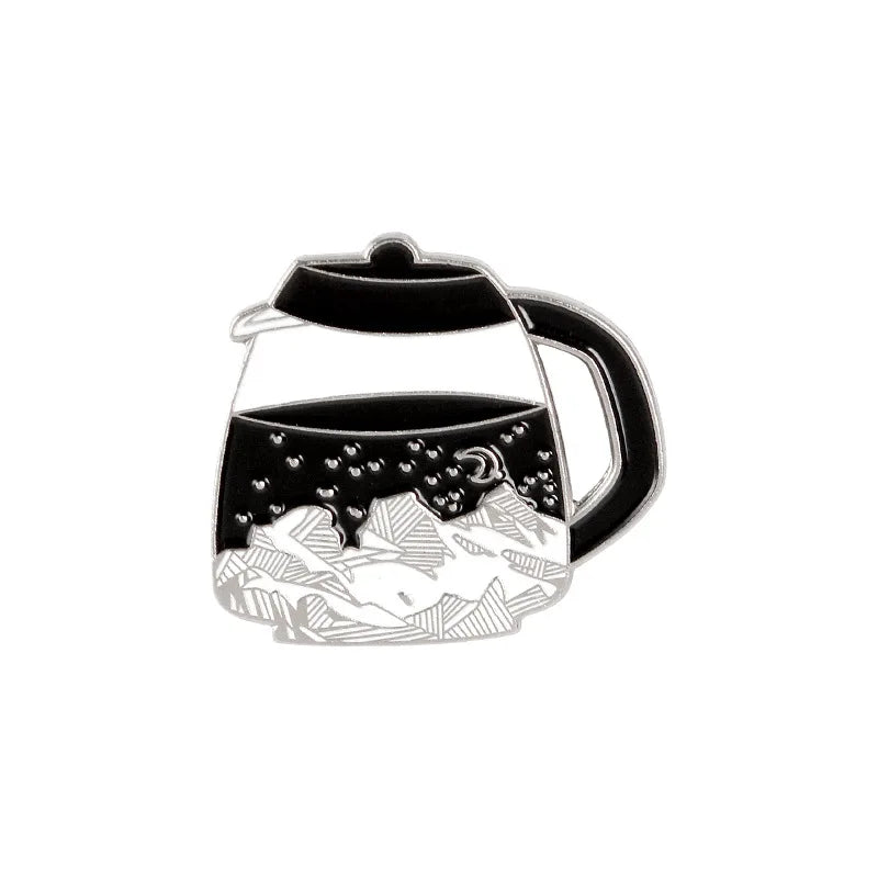 Personality Mountain Moon Sea Brooch Buckle Golden Metal Badge Bag Clothes Lapel Brooches For Women Men Kids Gifts