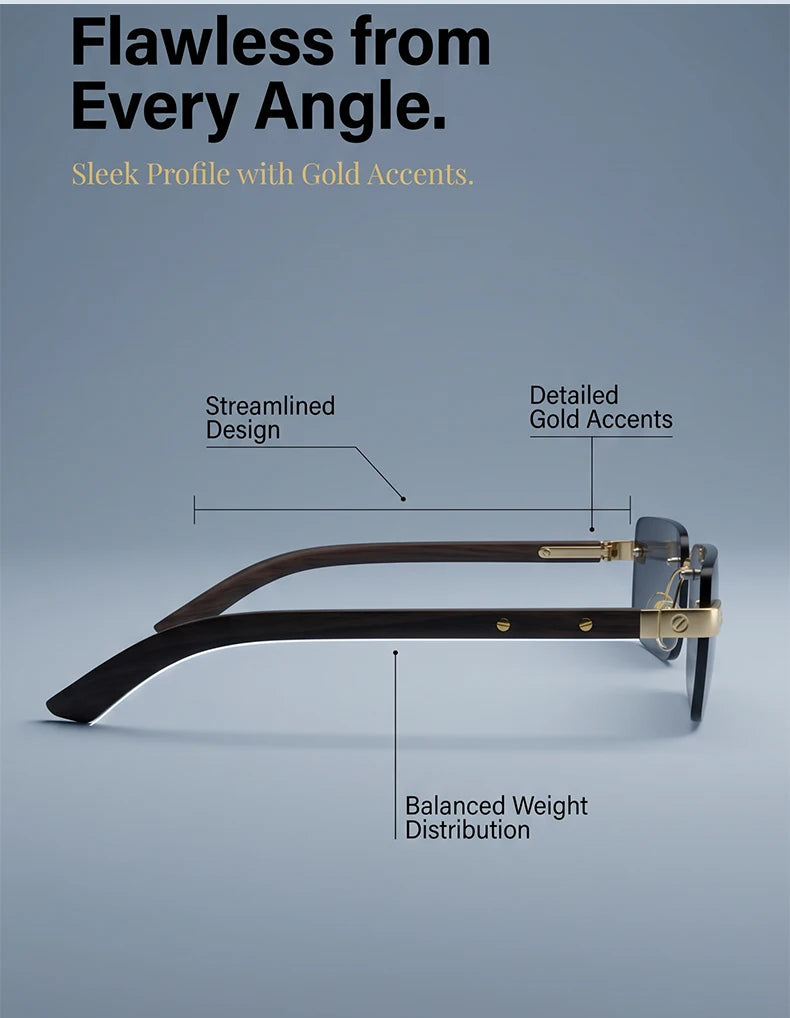 Fashion Rectangle Rimless Sunglasses Men 2026 Luxury Brand Designer Square Small Frame Sun Glasses Male Driving Eyewear Shades