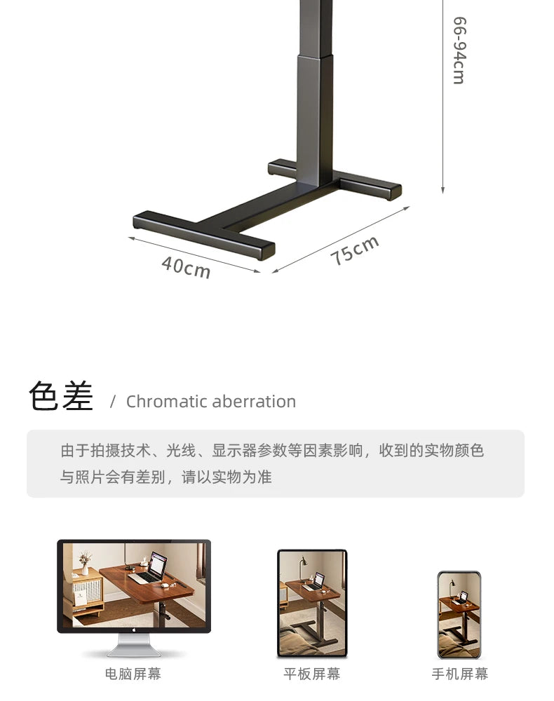 Pneumatic Lifting Laptop Desk Mobile Bedside Table Computer Desk Home Office Writing Desk with Wheels Storage Shelf
