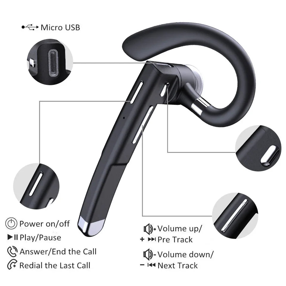 YYK-520 Wireless Headset Gaming Earphone with Built-in Mic for Driving Business Office Compatible with All Smart Phone