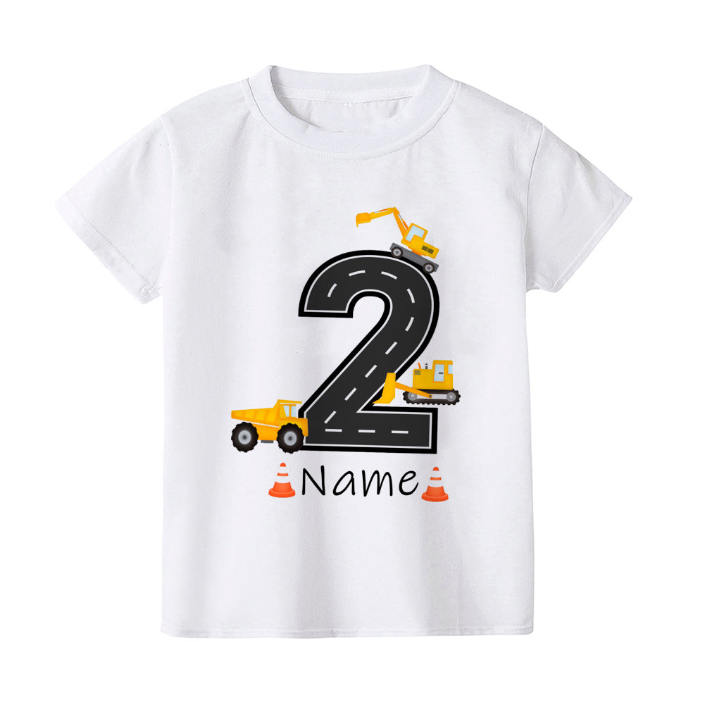 Personalized Construction Birthday Shirt Boy Clothes Custom Name Kid Vehicle Tshirt Kid Birthday Party Gift Children Shirts