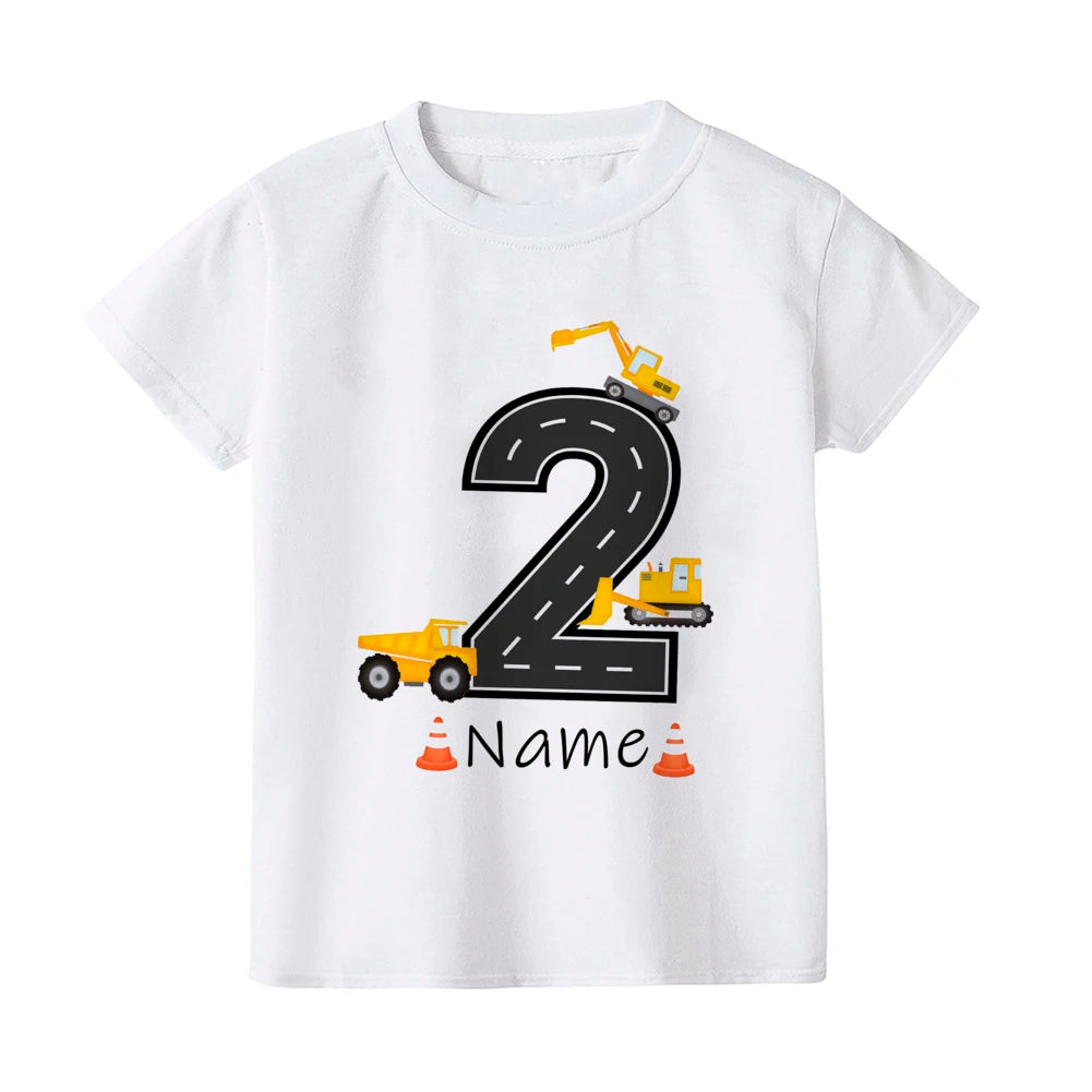 Personalized Construction Birthday Shirt Boy Clothes Custom Name Kid Vehicle Tshirt Kid Birthday Party Gift Children Shirts