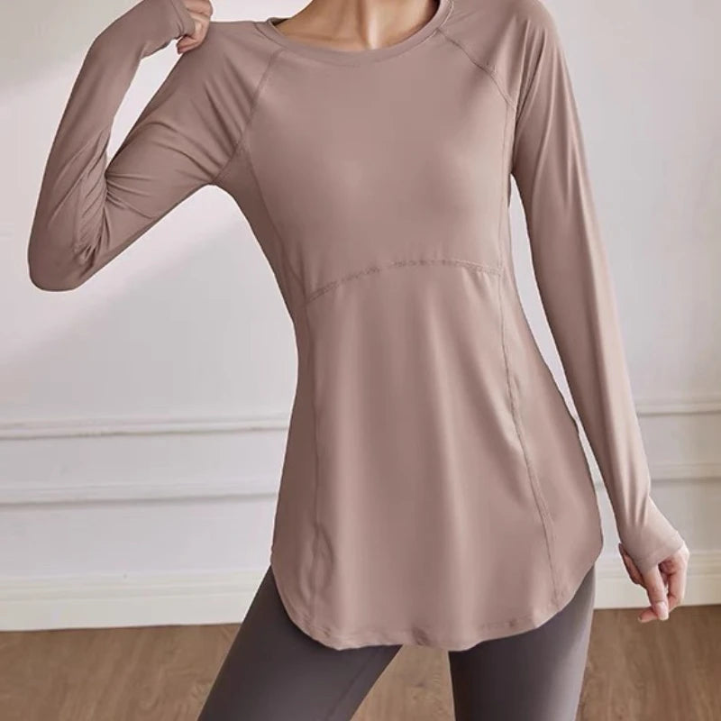 Long Sleeve Yoga Clothes Women Sportswear Woman Gym Running Blouses Shirts Sports Tops Fitness T-shirt для йоги одежда женская