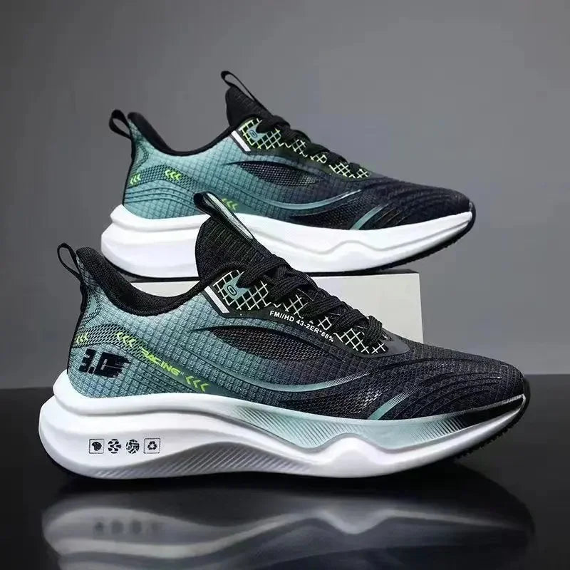 Ice Silk Mesh Sports Shoes Running Shoes Thick Bottom Soft Bottom Breathable Trendy Casual Men's Shoes Comfortable EVA Insole