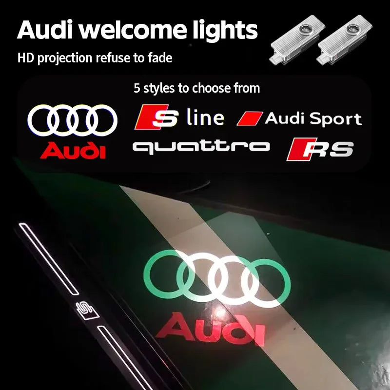 2Pcs Car Door Laser Projector LED HD Welcome Lamp For Audi S Line RS A1 A3 A4 A6 A7 Q3 Q5 Q7 RS3 RS4 RS5 S3 S4 S5 S7