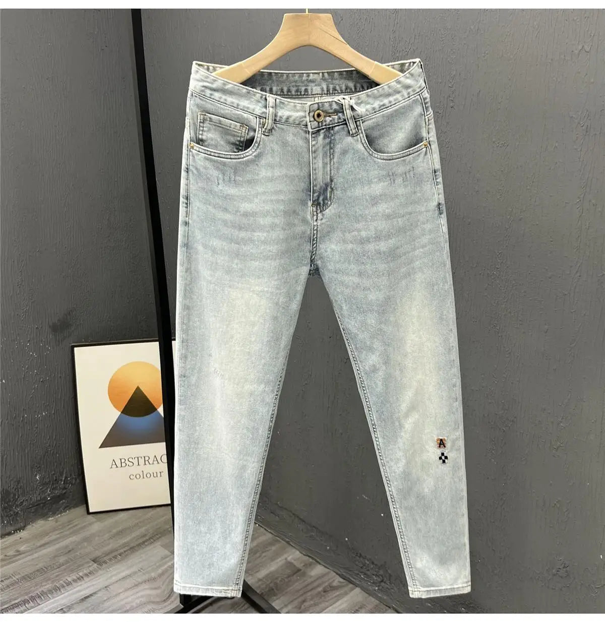 New Stylish Men's Denim Jeans Fashion Skinny Pants Summer 2023 Cowboy Casual Long Embroidery Washed Luxury Clothing for Men