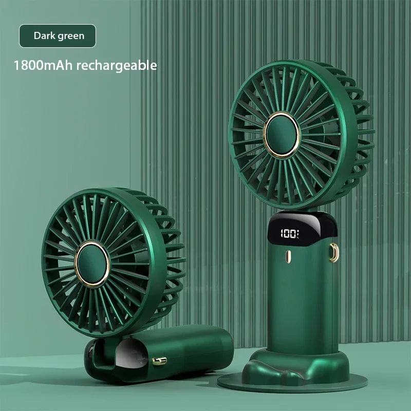 Folding Fan Mini Portable Hand-Held Fan Rechargeable Multifunctional Fan With Display Screen Neck Hanging Fans