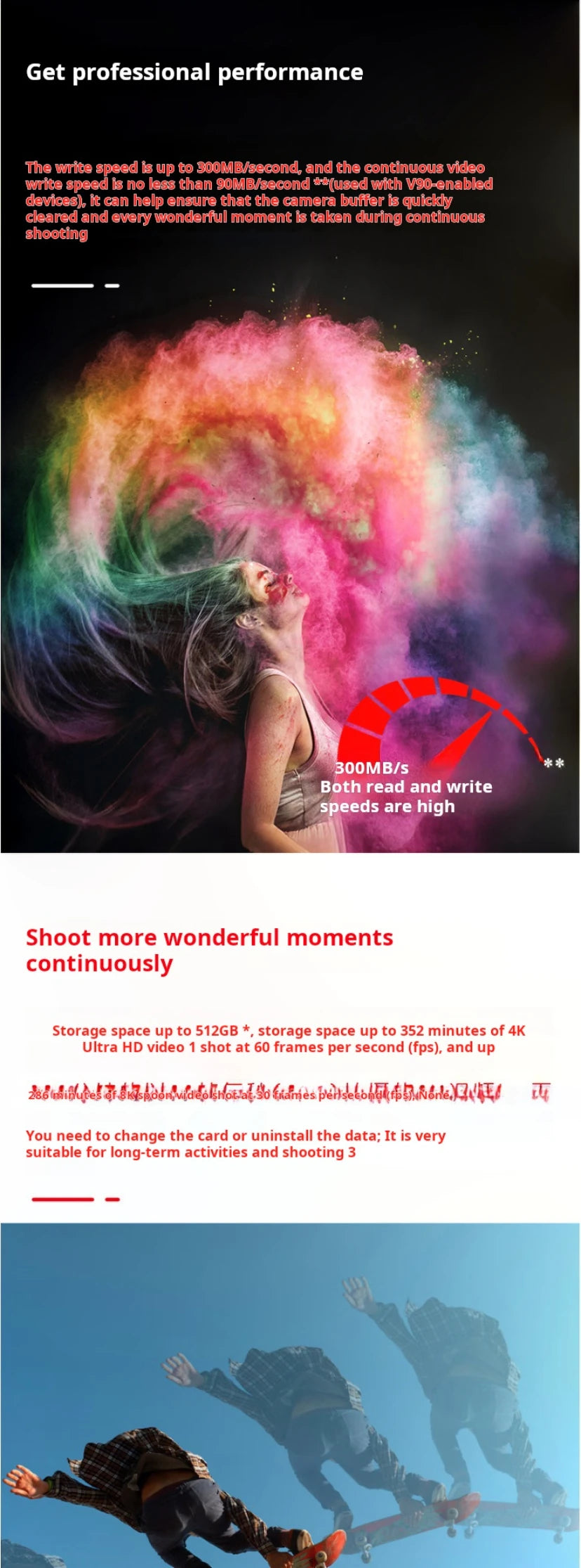 SanDisk 128GB SD Memory Card, V90 8K U3 C10, High-Speed Camera Memory Card, Read Speed 300MB/s, IP68, Cinema-Grade Shooting