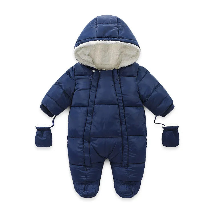 Ircomll Warm Infant Baby Jumpsuit Cotton Down Rompers Hooded Inside Fleece Boy Girl Winter Autumn Overalls Children Outerwear