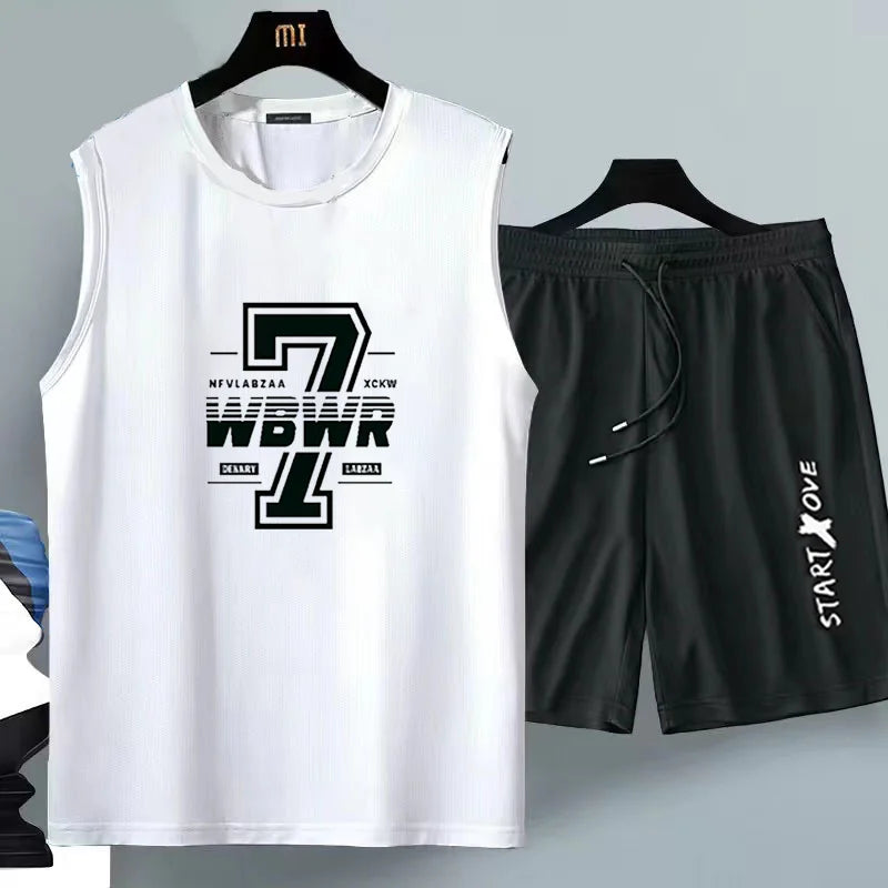 Men's Clothing 2025 New Men's Summer Casual Breathable 2-Piece T-Shirt + Shorts Suit Athletic Loose Fit Set Men's Tank Top
