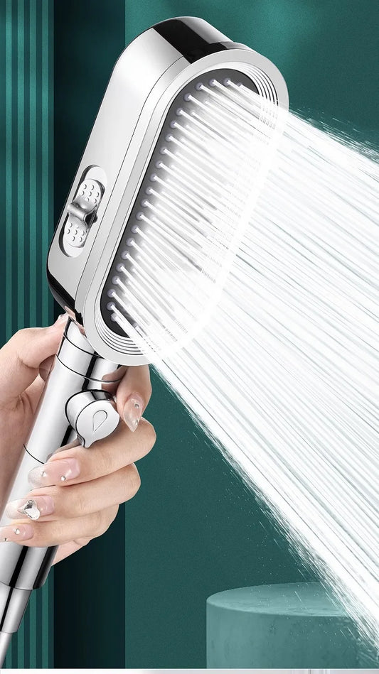 New Design 3 Modes High Pressure Shower Head Built-in Filter Handheld Adjustable Button Water Saving Nozzle Bathroom Accessories