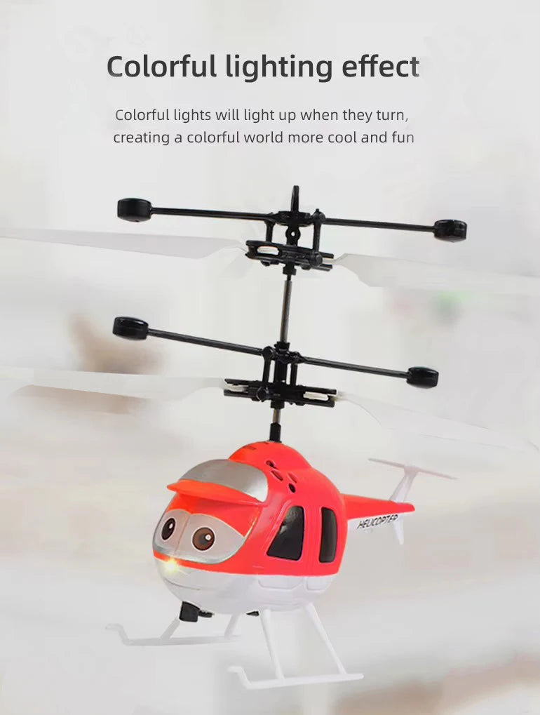 Mini Electric Airplane Toy for Kids with Remote Control Infrared Sensor Hand Induction Helicopter Flying Drone Toy