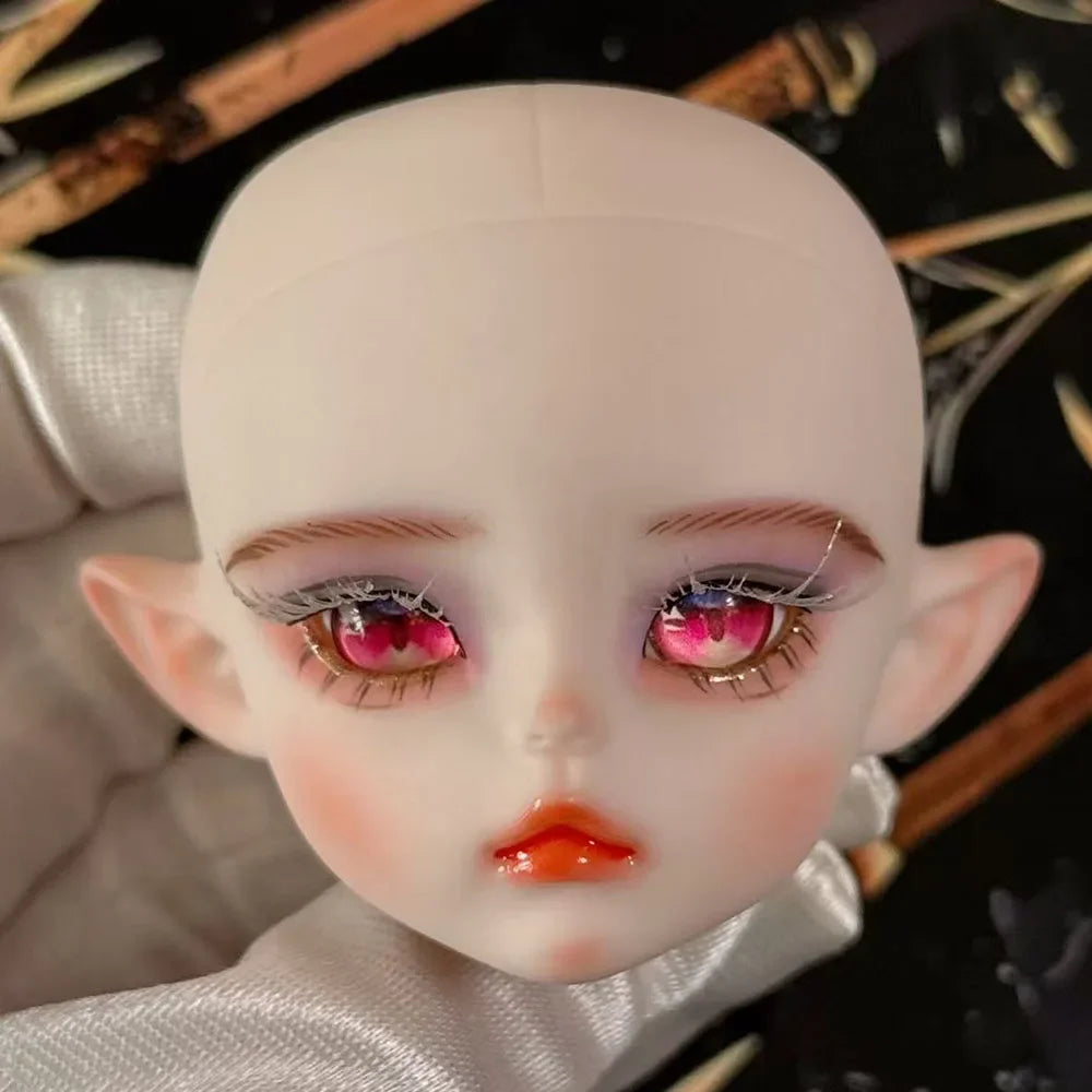 Cute 1/6 BJD Doll Head Handmade Elf Makeup Dolls White Eyelash 30cm Doll Kids Toy Gift Dolls for Girls