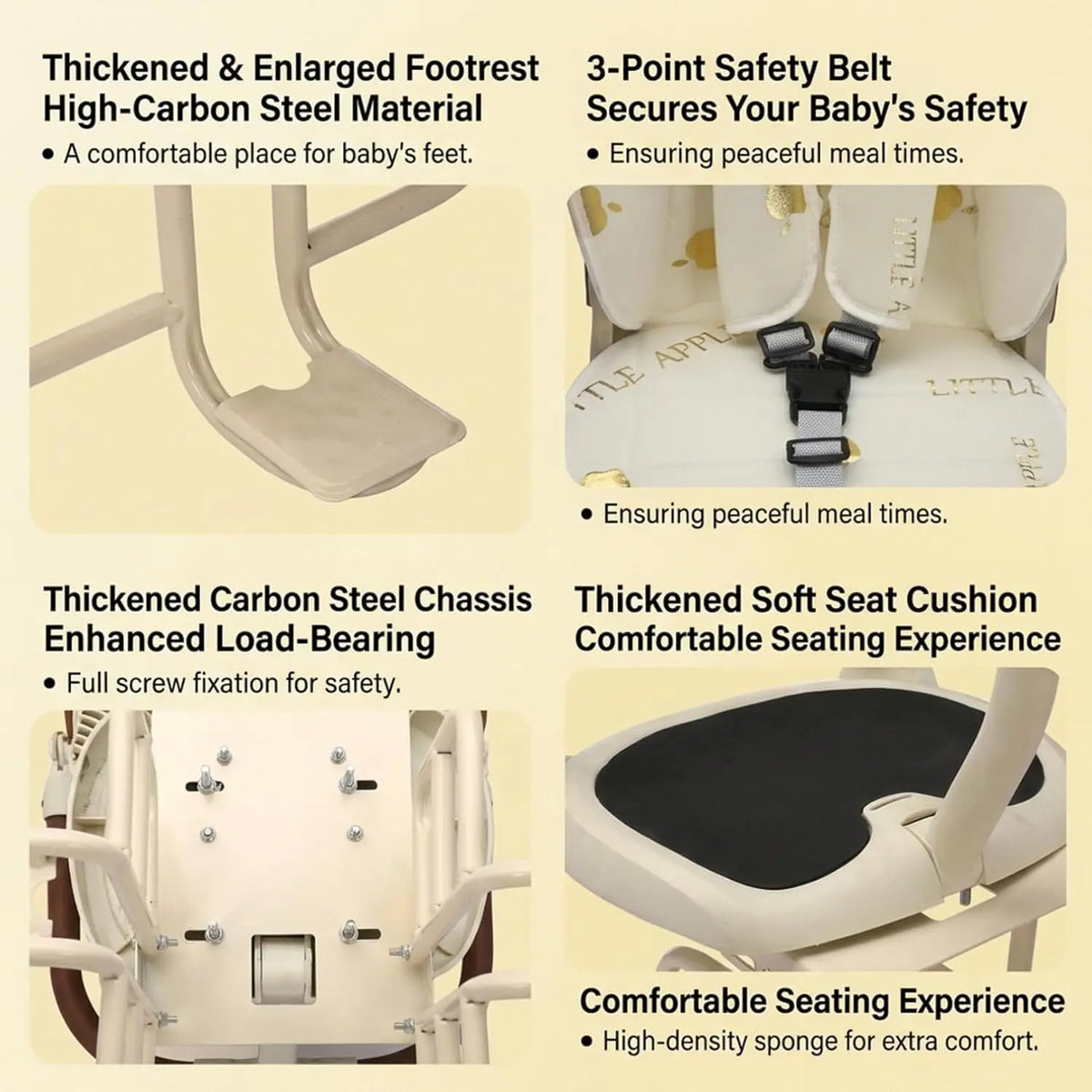 Universal Bicycle Child Seat Foldable Baby Carrier with Adjustable Backrest Breathable Cushion 3-Point Safety Belt