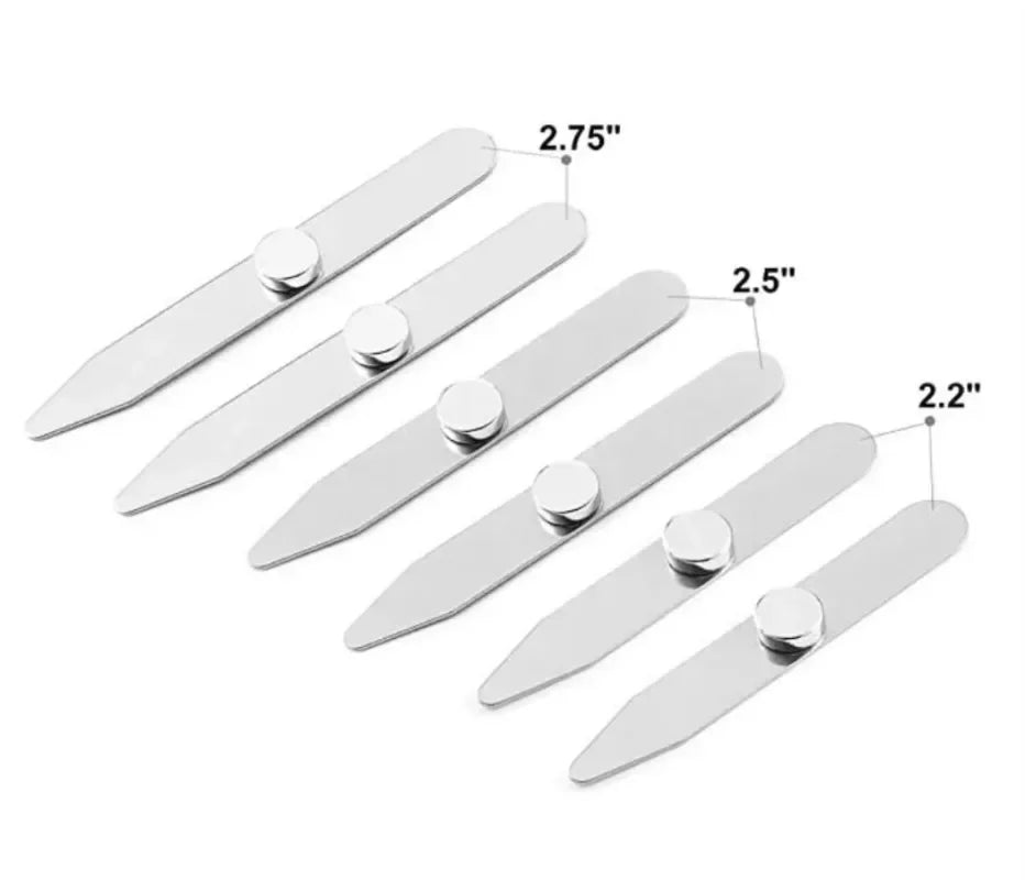 [6Pcs] Stainless Steel Collar Stiffeners with 6 Magnets, Magnetic Collar Stays Metal Shirt Collar Stiffeners with Box for Men