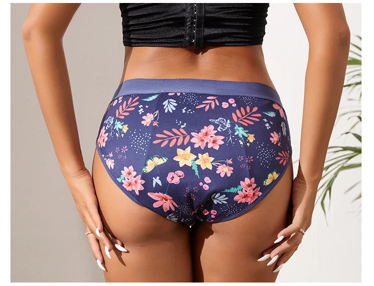 3PCS/Lot Girls Cotton Menstrual Panties For Teenager Printing Fabric Underwear 4-Layers Medium Flow Absorption Panties for Girls