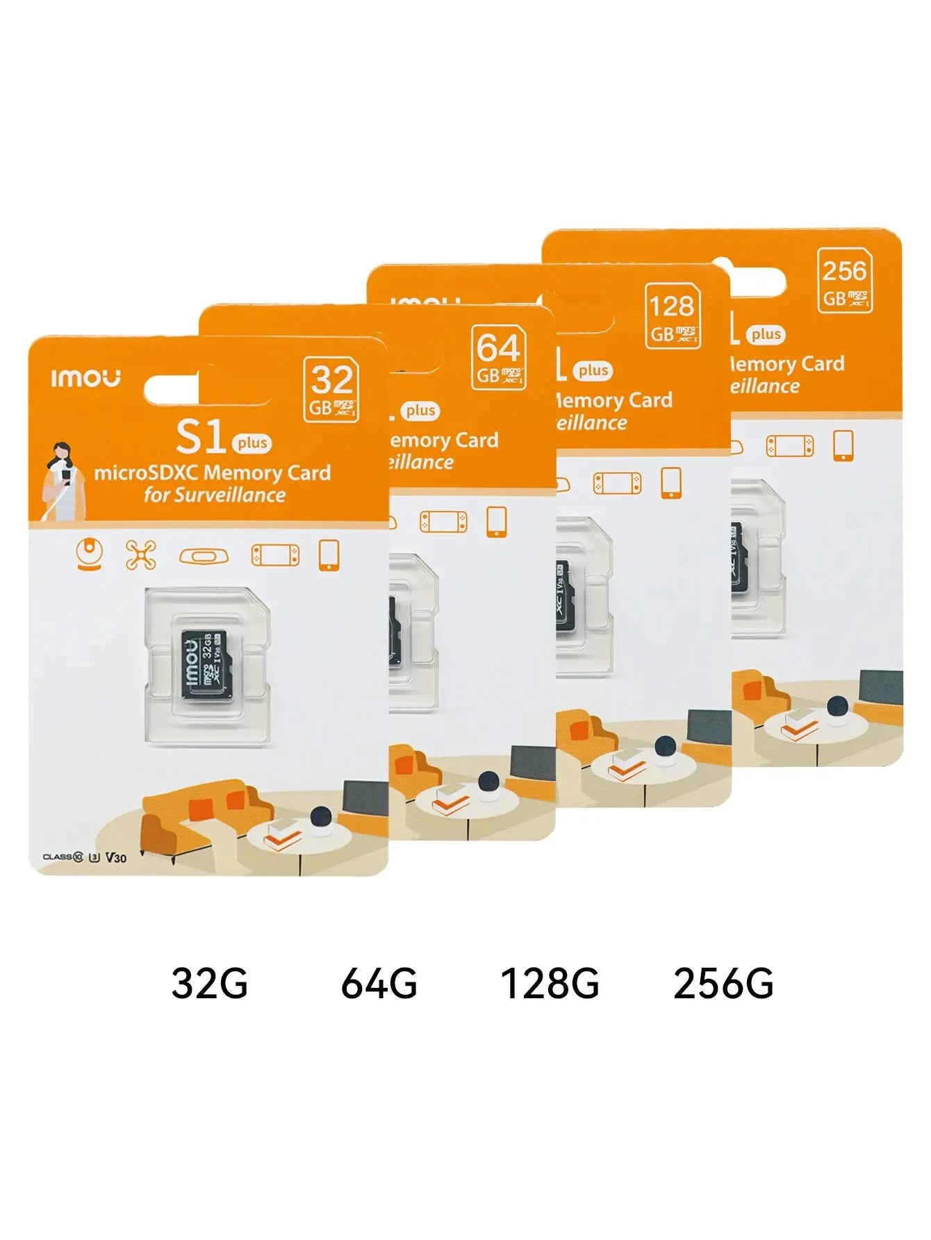 IMOU SD Card High-speed 32G 64G High Adaptability128G 256G High Compatibility Exclusive MicroSDXC Card for Surveillance