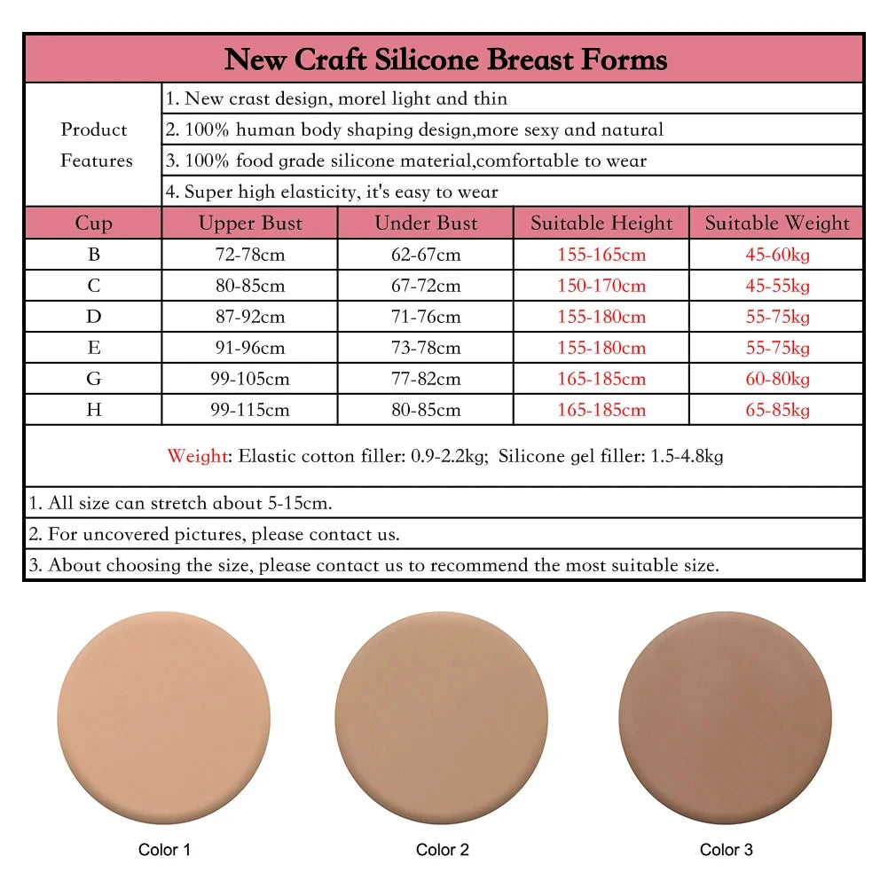 Realistic Silicone Breast Forms Artificial Fake Boobs for Crossdresser Shemale Drag Queen Transgender Cosplay