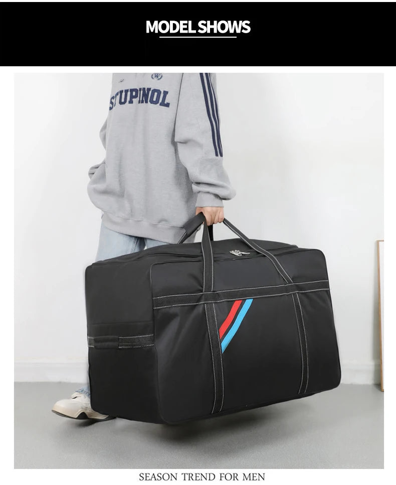 Large Capacity Trolley Bags with Wheels Foldable Luggage Wheeled Bag Travel Suitcase Waterproof Handbag Weekend Rolling Luggage