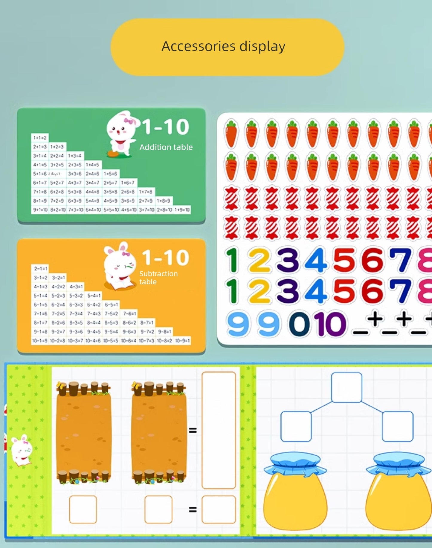 Kindergarten Mathematics Addition and Subtraction Teaching Aids Handy Gadget 10 Grid Number Less than 20 Kids Arithmetic Decomposition Enlightenment 0-10