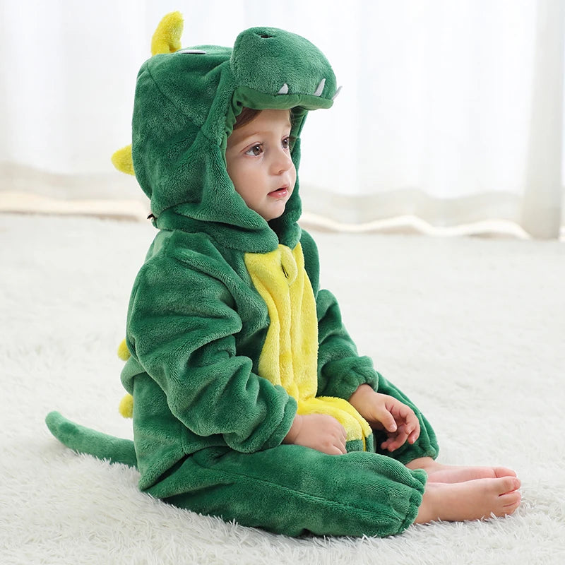 Baby Kigurumi Dragon Cow Monkey Animal Cosplay Costume Baby Girl Pajamas Winter Plush Jumpsuit for Toddler Boys 1 to 2 3 4 Years