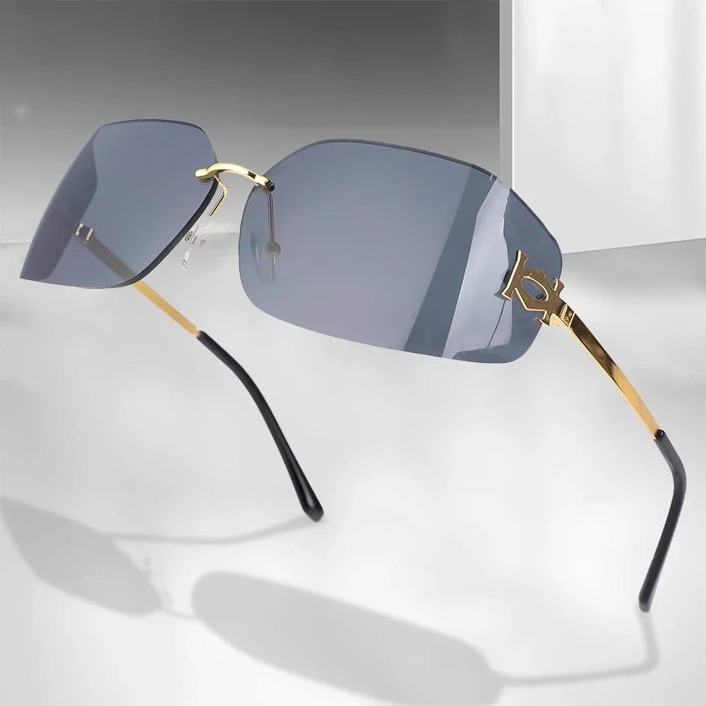 Women Sunglasses Fashion Rimless Rectangle Sunglasses for Women Luxury Design Trendy Frameless Sun Glasses Female UV400