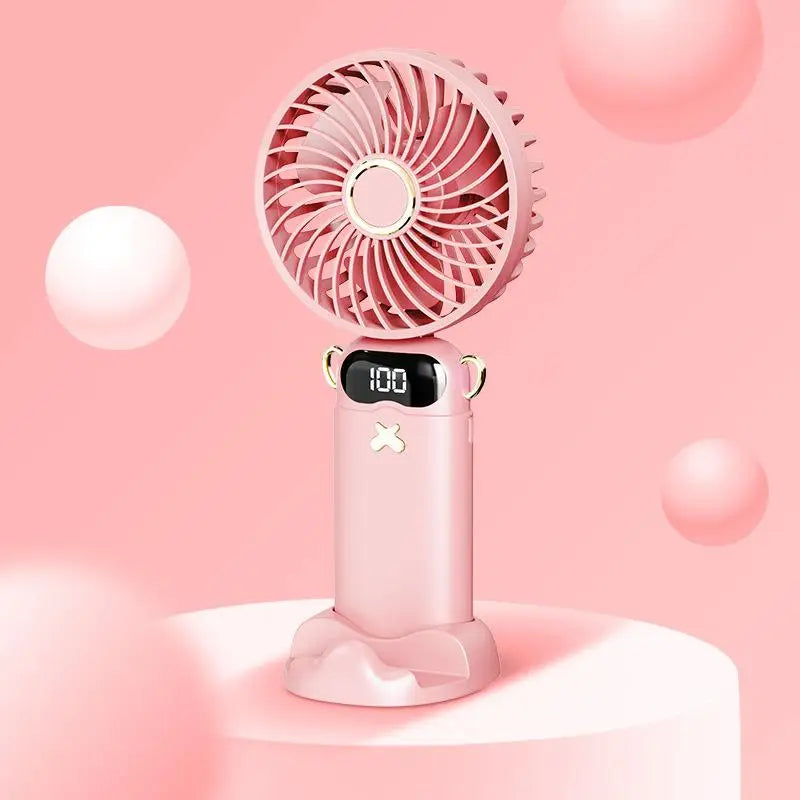 Portable Mini Fan With 6 Speeds LED USB Rechargeable Charging Small Foldable Battery Fans Handheld Desk Bedroom Indoor Outdoor