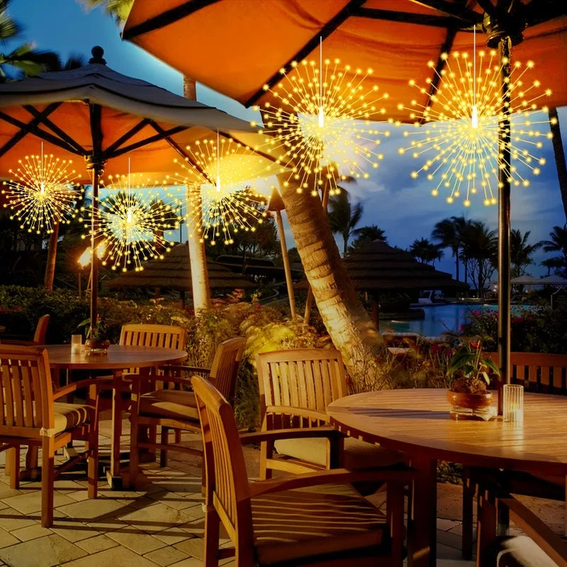 4pcs Solar Firework Lights LED Copper Wire with 8 Modes Solar Powered for Outdoor Wedding Christmas Party Solar Garden Light